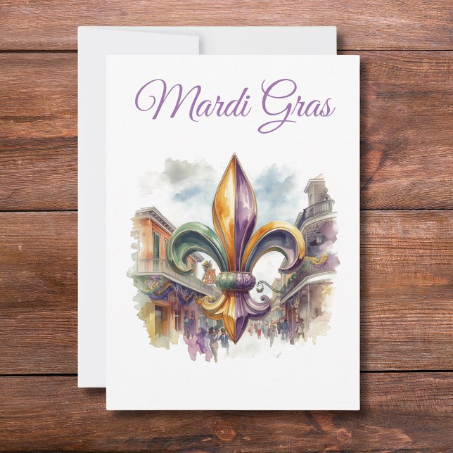Invitation Mardi Gras élégant à l'aquarelle  (Créateur téléchargé)