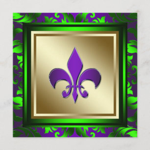 Invitation Mardi gras élégant Fleur de Lis Wedding