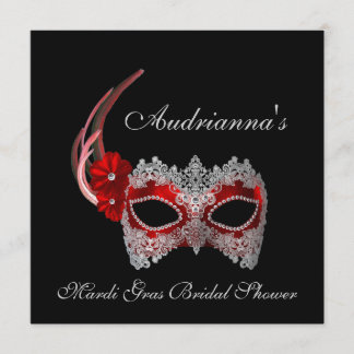 Invitation "Mardi Gras Fête de l'mariée" - Masque avec dentel