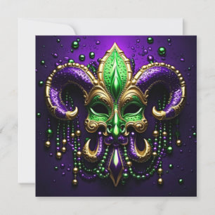 Invitation Mardi Gras Fleur De Lis Design