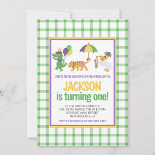 Invitation Mardi Gras Krewe Cute Parade Premier Anniversaire