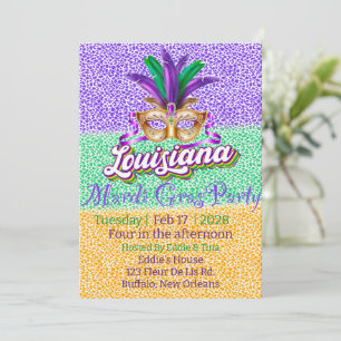 Invitation Mardi Gras Louisiane Parties scintillant mascarade