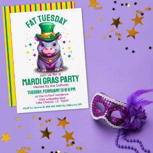 Invitation Mardi Gras Mardi Gras Mardi Hippo avec perles