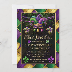 Invitation Mardi Gras Mascarade 21e Anniversaire