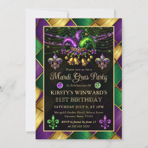 Invitation Mardi Gras Mascarade 21e Anniversaire