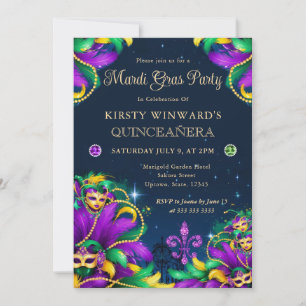 Invitation Mardi Gras Mascarade Quinceanera