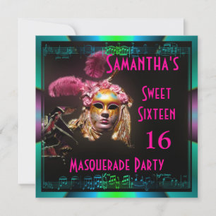Invitation Mardi Gras mascarade seize parti