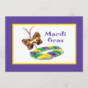 Invitation Mardi Gras Mask & Kingcake Party