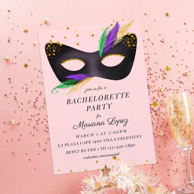 Invitation Mardi Gras Masque Bachelorette (Créateur téléchargé)