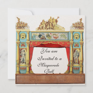 INVITATION MARDI GRAS MASQUERADE BALL MASKS PUPPET THÉÂTRE