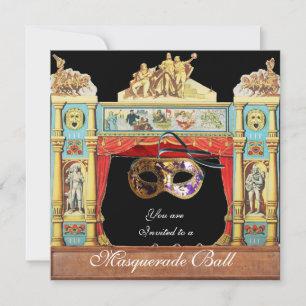 INVITATION MARDI GRAS MASQUERADE BALL MASKS STATION DE THÉÂTR