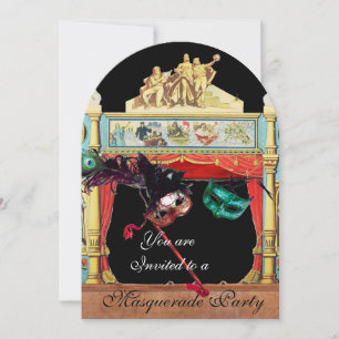 INVITATION MARDI GRAS MASQUERADE BALL MASKS STATION DE THÉÂTR