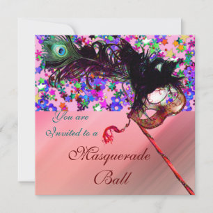 Invitation MARDI GRAS MASQUERADE & CONFETTI soie