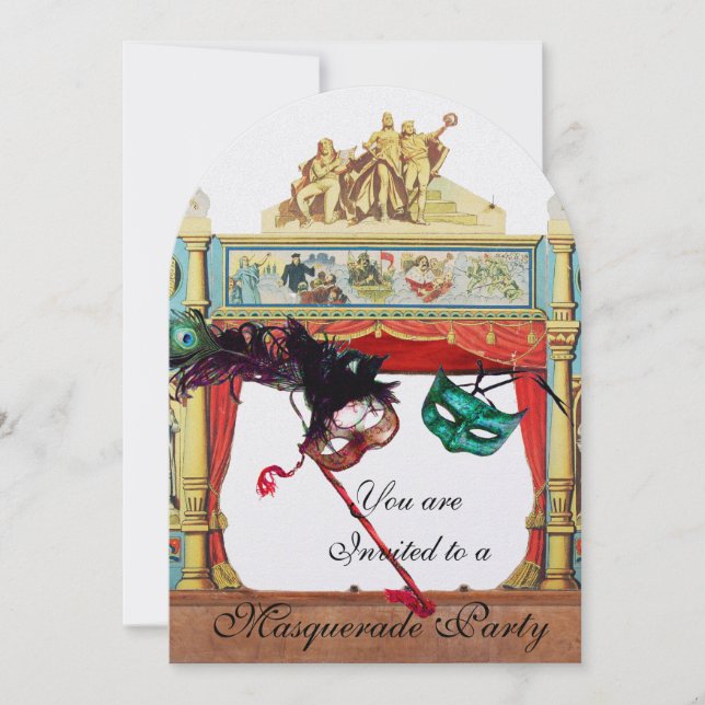 Invitation MARDI GRAS MASQUERADE COSTUME PARTY THÉÂTRE Perle (Devant)