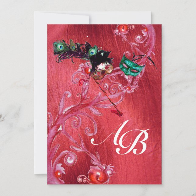 Invitation MARDI GRAS MASQUERADE ,MAGIC BERRIES MONOGRAM soie (Devant)