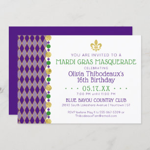Invitation Mardi Gras   Masquerade Party