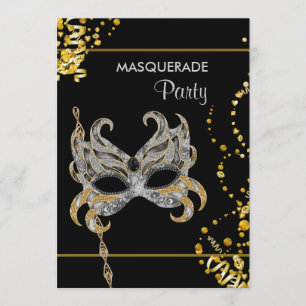 Invitation Mardi Gras Masquerade Silver Gold