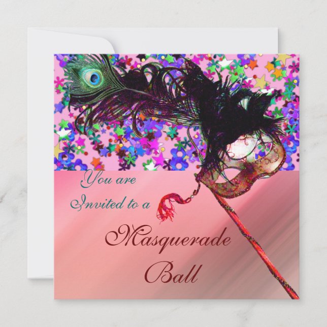 Invitation MARDI GRAS MASQUERADE & soie CONFETTI (Devant)