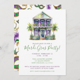 Invitation Mardi Gras New Orleans House Party