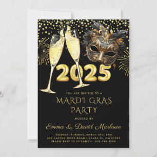 Invitation Mardi Gras Party 2025 Black Gold Parties scintilla