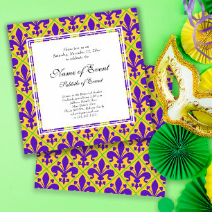 Invitation Mardi Gras Party Nouvelle-Orléans Fleur de Lis