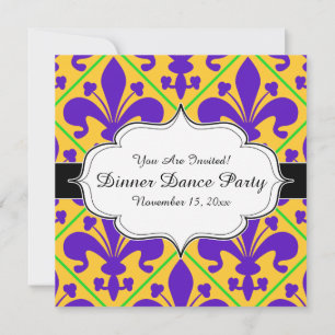Invitation Mardi Gras Party Nouvelle-Orléans Fleur de Lis