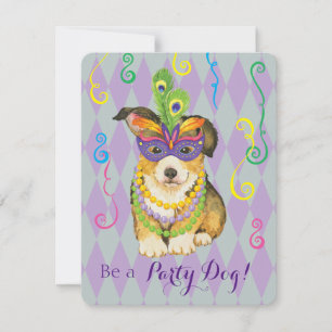 Invitation Mardi Gras Pembroke Welsh Corgi