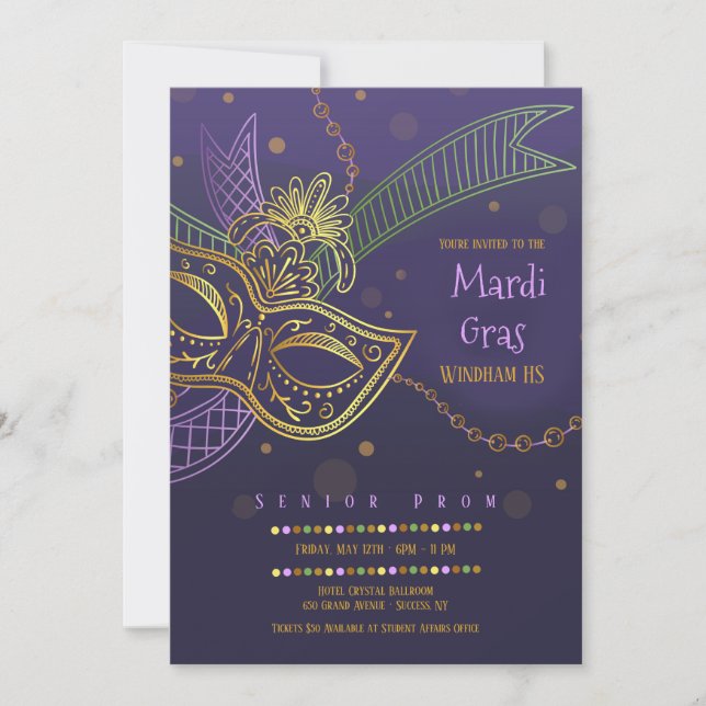 Invitation Mardi Gras Prom (Devant)