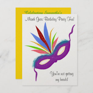 Invitation Mardi Gras Purple Masque Anniversaire Fun