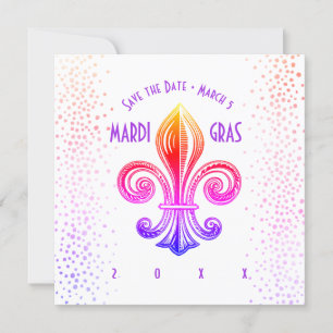 Invitation Mardi gras Rainbow Fleur De Lis Party