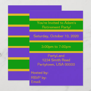 Invitation Mardi Gras Stripes