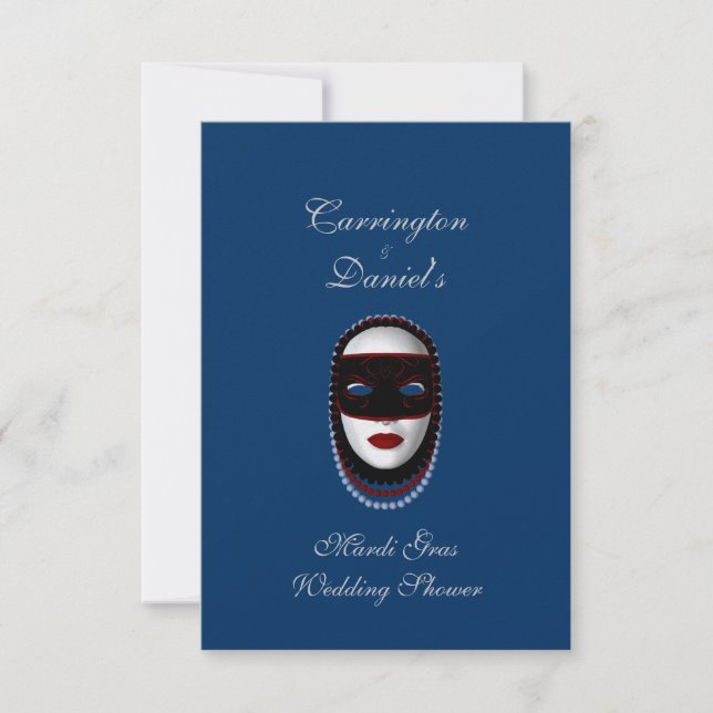 Invitation "Mardi Gras Wedding shower" - Masque perlé (Rouge/ (Devant)