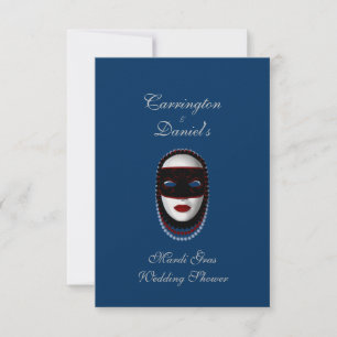 Invitation "Mardi Gras Wedding shower" - Masque perlé (Rouge/