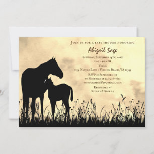 Invitation Mare et poulain dans le Baby shower du cheval de c