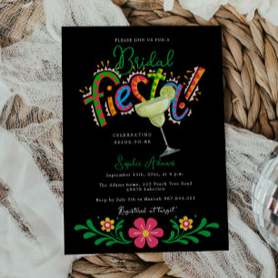 Invitation Margarita Black Mexican Fiesta Fête des mariées