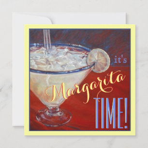 Invitation Margarita boisson rouge bleu jaune bachelorette