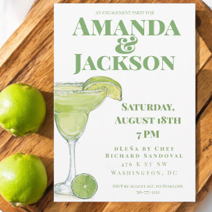 Invitation Margarita Cocktail Watercolor Engagement Party