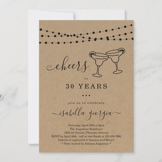 Invitation Margarita fête d'anniversaire - N'importe quel âge (Devant)