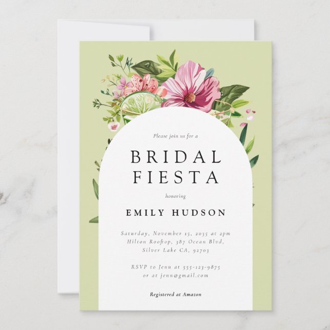 Invitation Margarita Fiesta Fête des mariées florale (Devant)