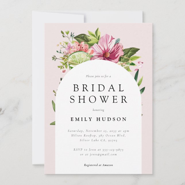 Invitation Margarita Fiesta Fête des mariées florale (Devant)