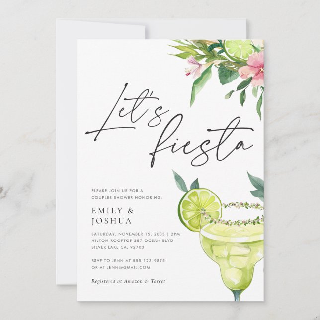 Invitation Margarita Fiesta Mexicain Couple Shower (Devant)