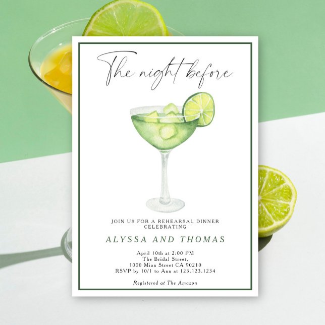 Invitation Margarita Lime la veille du dîner de répétition (Créateur téléchargé)