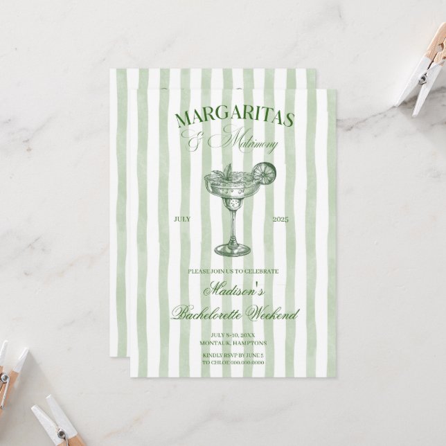 Invitation Margaritas and lime Bridal shower (Devant/Arrière en situation)