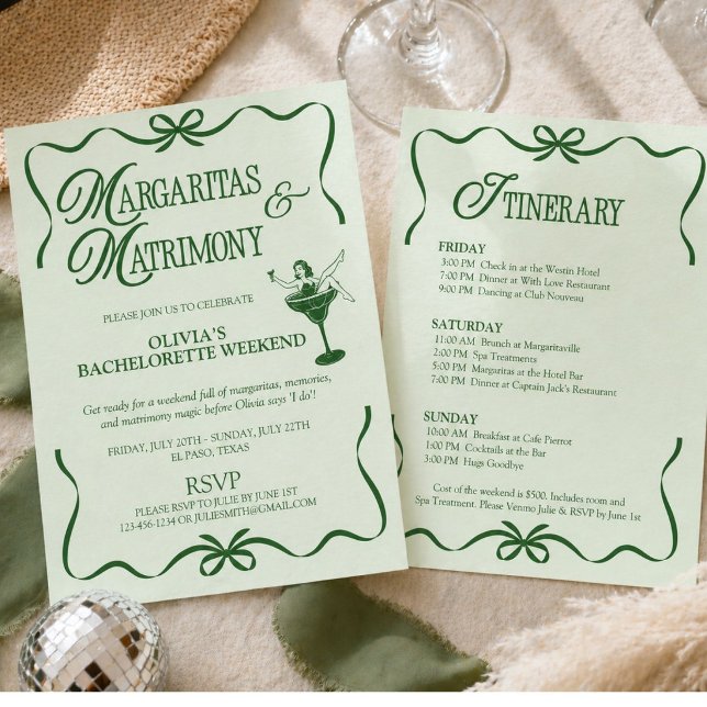 Invitation Margaritas et mariage Fête de week-end entre célib (Créateur téléchargé)