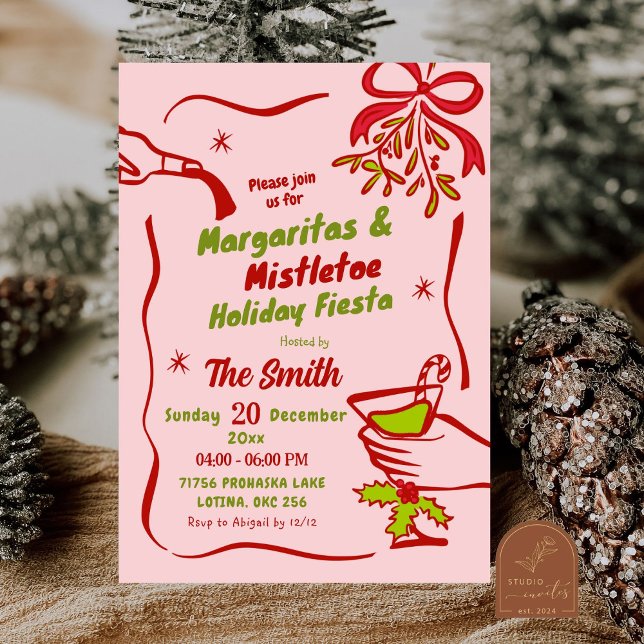 Invitation Margaritas et Mistletoe Fête de Noël (Créateur téléchargé)