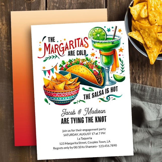 Invitation Margaritas et Tacos Fun Colorée Engagement Party (Margaritas Fun Fiesta Theme Engagement Party Invitation)