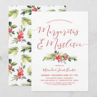 Invitation Margaritas & Mistletoe | Fête de Noël
