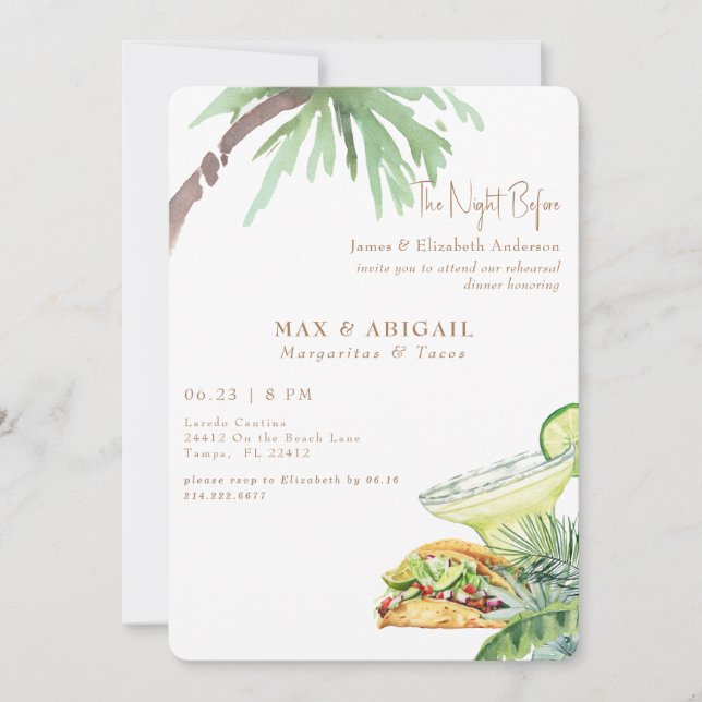 Invitation Margaritas & Tacos La Nuit Avant Tropical II (Devant)