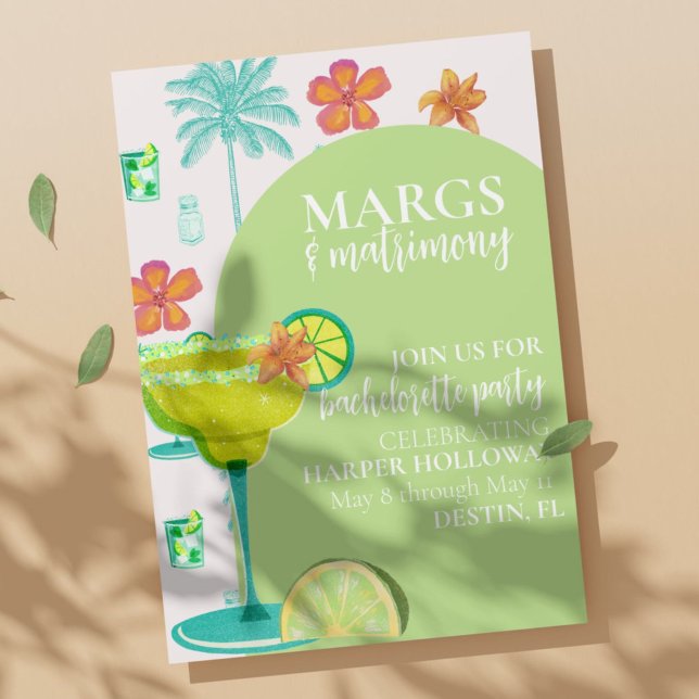 Invitation Marges et Mariage Green Fiesta Bachelorette (Get the party started with our Margs & Matrimony bachelorette party invitations! )