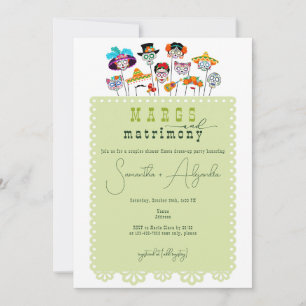 Invitation Marges et mariage Halloween Wedding shower mexicai